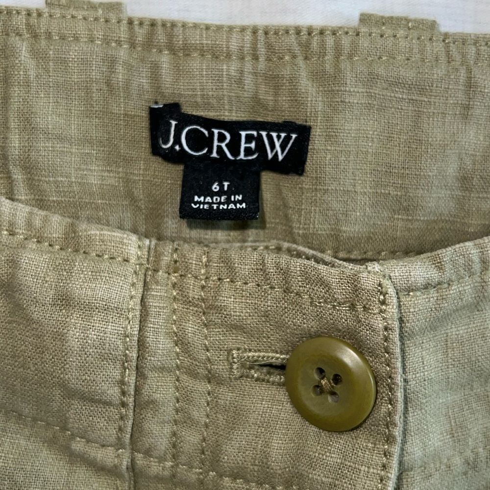 J. Crew Women's Linen Seaside Cargo Pant Straight Leg Utility Casual Size 6 Tall - Picture 6 of 11